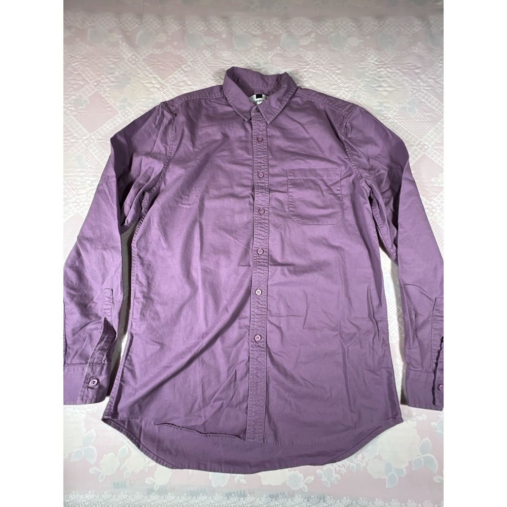 Topman Men's Long-sleeve Button Down, Size L, Casual, Dress, Purple